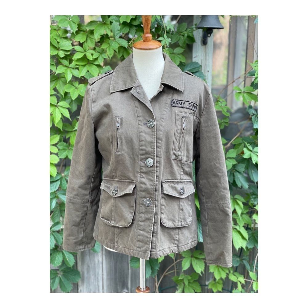 La Redoute Military Jacket Patches Floral Lining Fall Jacket